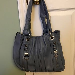 B. Makowsky Leather Shoulder Bag (Storm Blue)